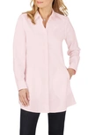 Foxcroft Cici Cotton Non-iron Tunic Shirt In Chambray Pink