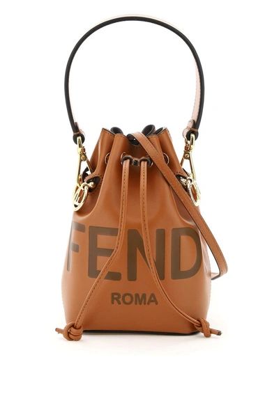 Fendi Logo Small Mon Tresor Bucket Bag In Brown