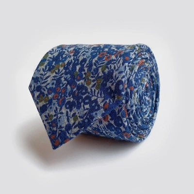 Ledbury Men's Deep Blue Ellsworth Print Tie