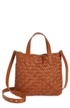 Madewell The Small Transport Crossbody: Woven Leather Edition In Burnished Caramel