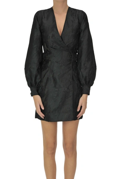Ganni Jacquard Fabric Mini Dress In Black | ModeSens