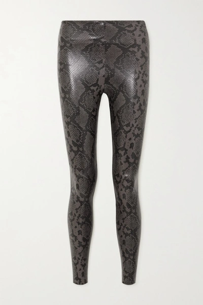 Commando Reptile Embossed Faux Leather Leggings In Grey Snake
