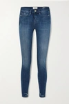 FRAME LE SKINNY DE JEANNE DISTRESSED MID-RISE JEANS
