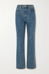 Slvrlake + Net Sustain London Distressed High-rise Straight-leg Jeans In Dark Denim