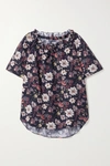 ADAM LIPPES RUFFLED FLORAL-PRINT COTTON-BLEND POPLIN TOP