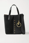 SEE BY CHLOÉ GAIA MINI STUDDED LEATHER AND SUEDE TOTE