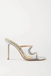 ALEXANDRE VAUTHIER AVA CRYSTAL-EMBELLISHED METALLIC LEATHER AND PVC SANDALS
