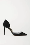 ALEXANDRE VAUTHIER ANE CRYSTAL-EMBELLISHED SUEDE AND PVC PUMPS