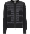 Moncler Padded Virgin Wool Zip-up Down Cardigan In Black