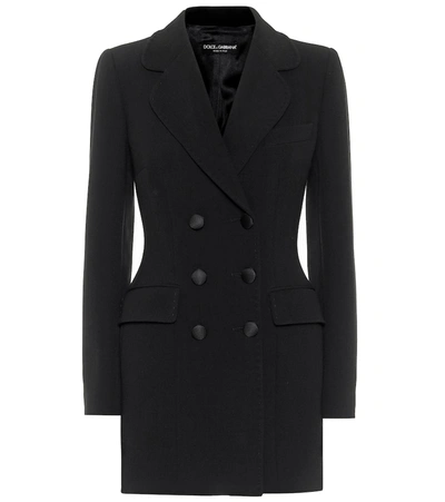 Dolce & Gabbana Double-breasted Grain-de-poudre Jacket In Black