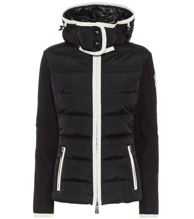 Moncler Logo-patch Jersey-sleeve Quilted Down Jacket In Black