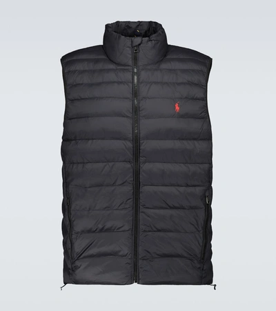 Polo Ralph Lauren Terra Packable Rain-repellent Puffer Waistcoat In Black