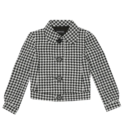 Emporio Armani Teen Houndstooth Single-breasted Jacket In Black