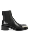 Givenchy Austin Metal Square Toe Leather Chelsea Boots In Black