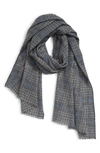 Andrew Stewart Glen Plaid Cashmere Scarf In Grey/ Black