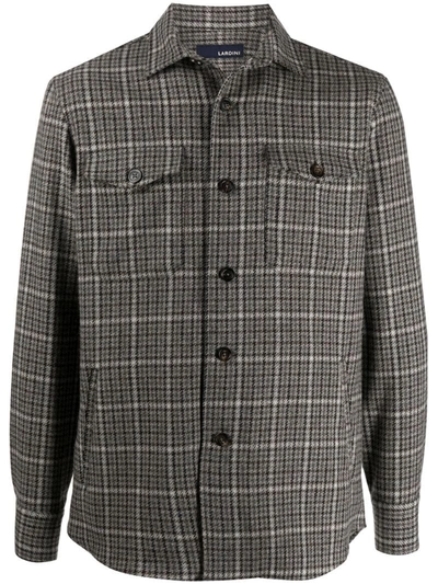 Lardini Check Button-up Shirt Jacket In Brown