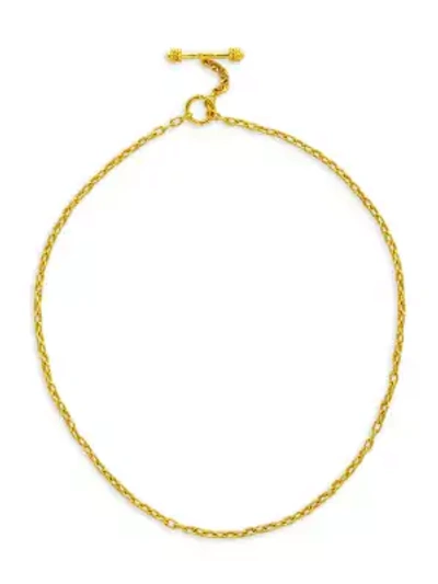 Elizabeth Locke Gold Hammered 19k Yellow Gold Fine-link Chain Toggle Necklace