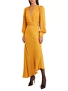 Ronny Kobo Estelle Faux-wrap Midi Dress In Mustard