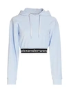 Alexander Wang T Stretch Corduroy Cropped Hoodie In Xenon Blue