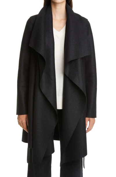 Harris Wharf London Draped Wool Coat In Black
