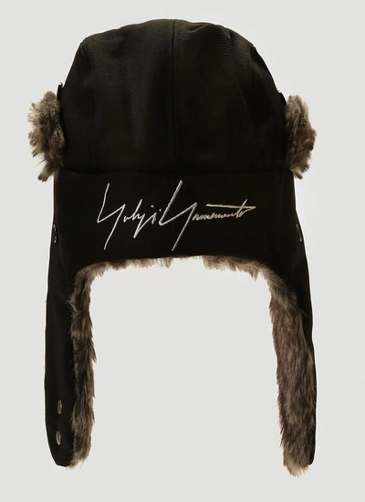 Yohji Yamamoto Faux-fur Trimmed Hat In Black