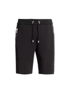 Balmain Ribbed 3d Flock Sweatshorts In Noir