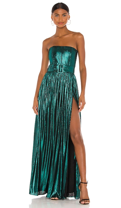 Retroféte Jaden Green Metallic-weave Maxi Dress