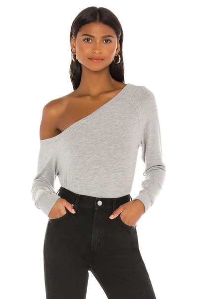 Enza Costa Peached Jersey Easy Off Shoulder Long Sleeve Top In Heather Grey