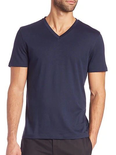 Michael Kors Sleek V-neck Tee In Navy