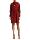 SEE BY CHLOÉ LONG-SLEEVE TIENECK CREPE DRESS,0400012473512