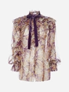 ZIMMERMANN LADYBEETLE FLORAL PRINT SILK RUFFLED SHIRT