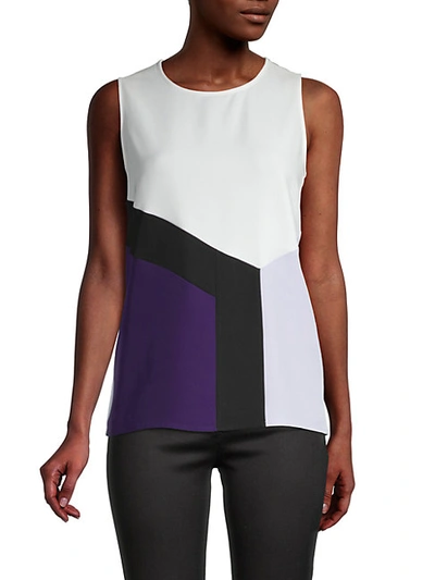 Calvin Klein Colorblocked Shell Top In White Black Combo