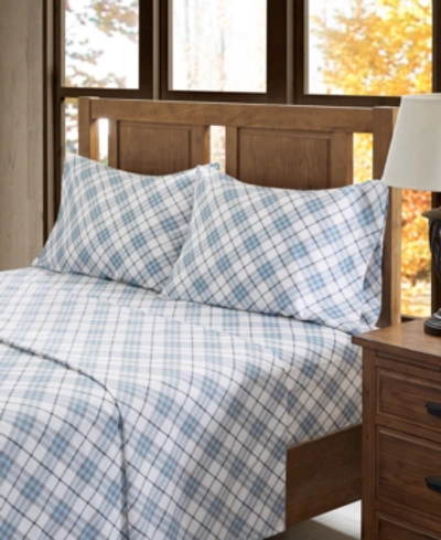 Woolrich True North Cotton Flannel 4-piece King Sheet Set Bedding In Blue Plaid