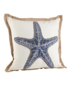 Saro Lifestyle Star Fish Printed Decorative Pillow, 20" X 20" In Navy
