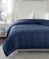 Madison Park Windom Lightweight Down Alternative Satin Trim Blanket, Twin In Navy