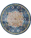 Nourison Ankara Global Anr03 Blue 4' Round Rug In Blue