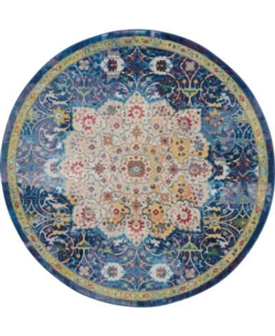 Nourison Ankara Global Anr03 Blue 4' Round Rug