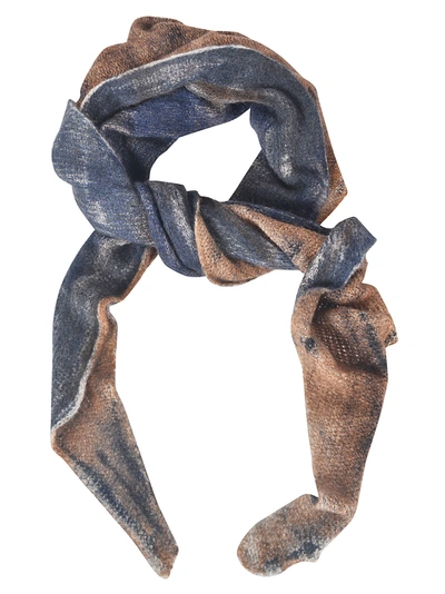 F Cashmere Woven Scarf In Blue/brown