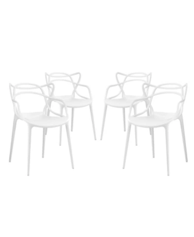 Modway Entangled Dining Set Set Of 4 In White