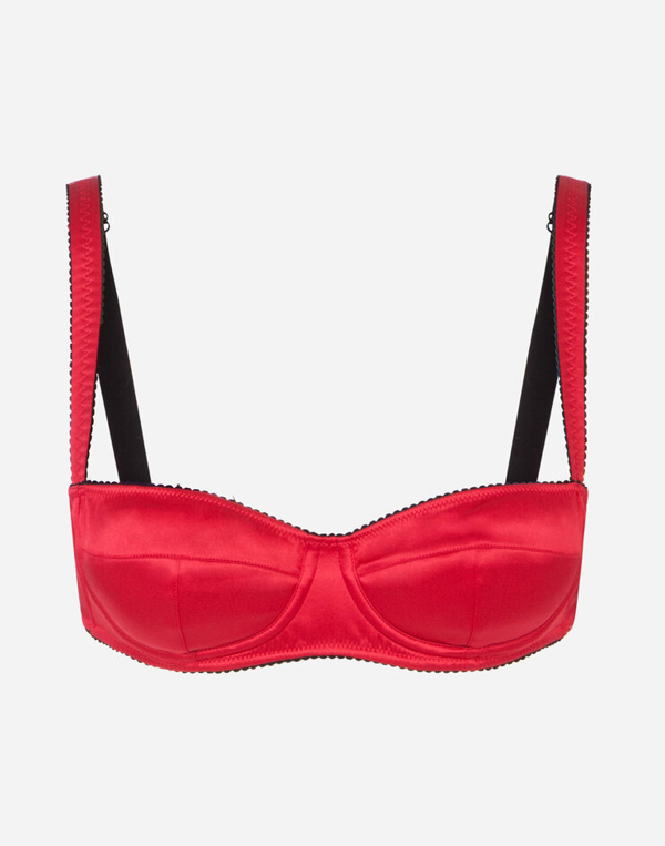 Dolce & Gabbana Semi-padded Satin Balconette Bra With Lace In Red ...