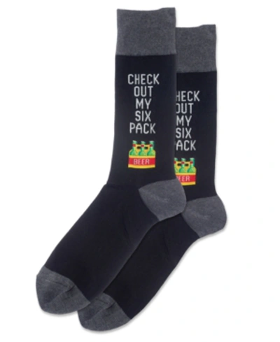 Hot Sox Men's Check Out My Six Pack Crew Socks In Black