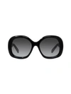 Celine 55mm Oversized Round Sunglasses In Shiny Black / Gradient Smoke