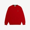 Lacoste Monochrome Cotton V Neck Sweater - Xl - 6 In Red