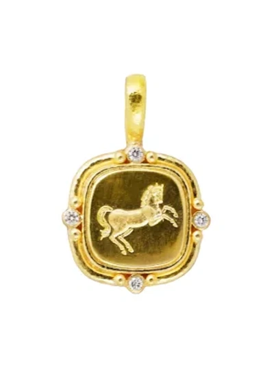 Elizabeth Locke Rearing Horse 19k Yellow Gold & Diamond Pendant