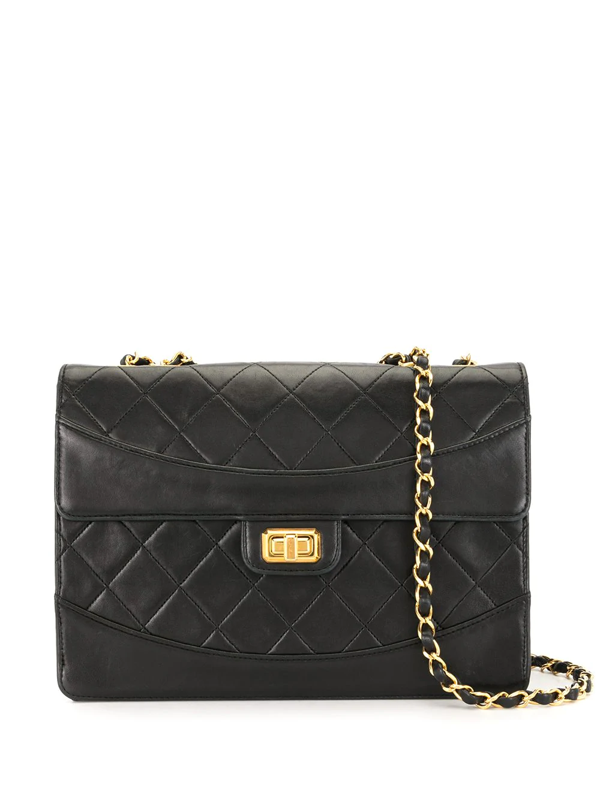 Pre-Owned Chanel 1980-1990s Diamond Quilt Chain Shoulder Bag In Black | ModeSens