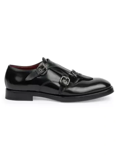Dolce & Gabbana Triple Buckle Leather Derby Shoes In Black
