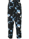 Ports V Cropped Floral Print Trousers In Blue