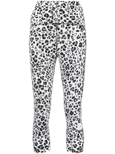 Adidas By Stella Mccartney Truepurpose Leopard-print Jersey Cropped Leggings In White