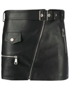 Manokhi Biker Leather Mini Skirt In Black