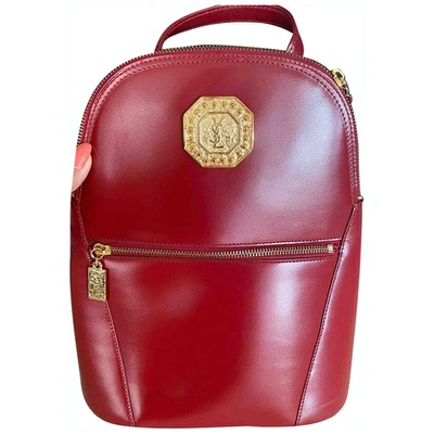 Pre-owned Saint Laurent Burgundy Patent Leather Backpack